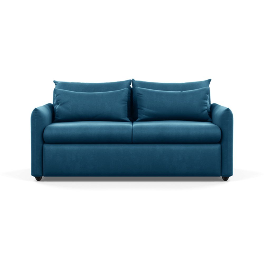 Heal's Pillow Sofa Bed Varese Velvet Delft Black Feet