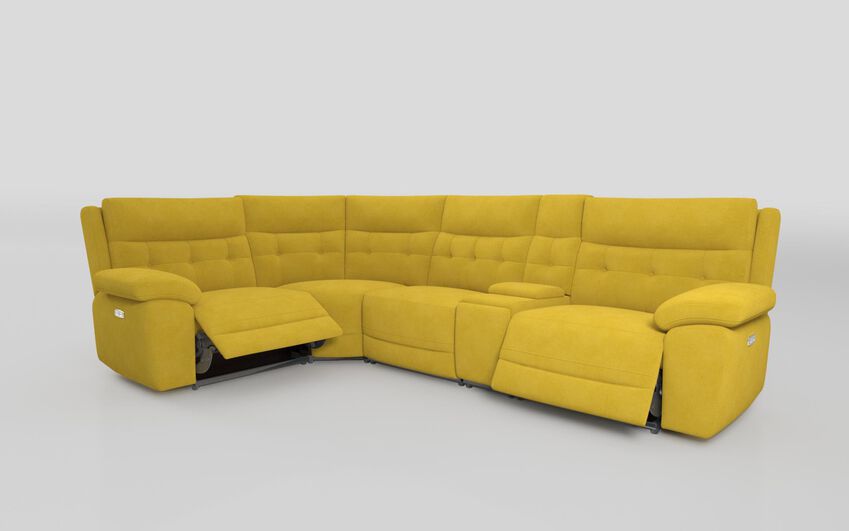 Green Fabric Belford 1 Corner 3 Power Recliner Sofa with Console and Power Head Tilt