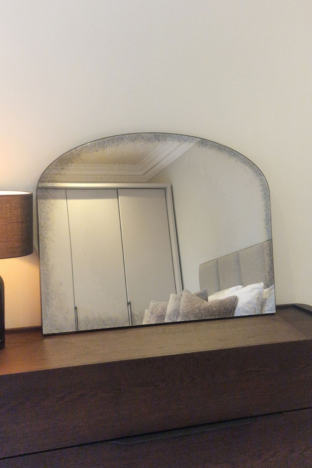 Yearn Mirrors Dulwich Curved Antiqued Mantle Mirror in Black