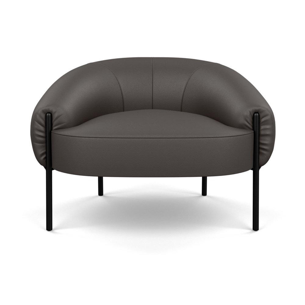 Heal's Isola Armchair Leather Hide Grey 7177 Black Feet