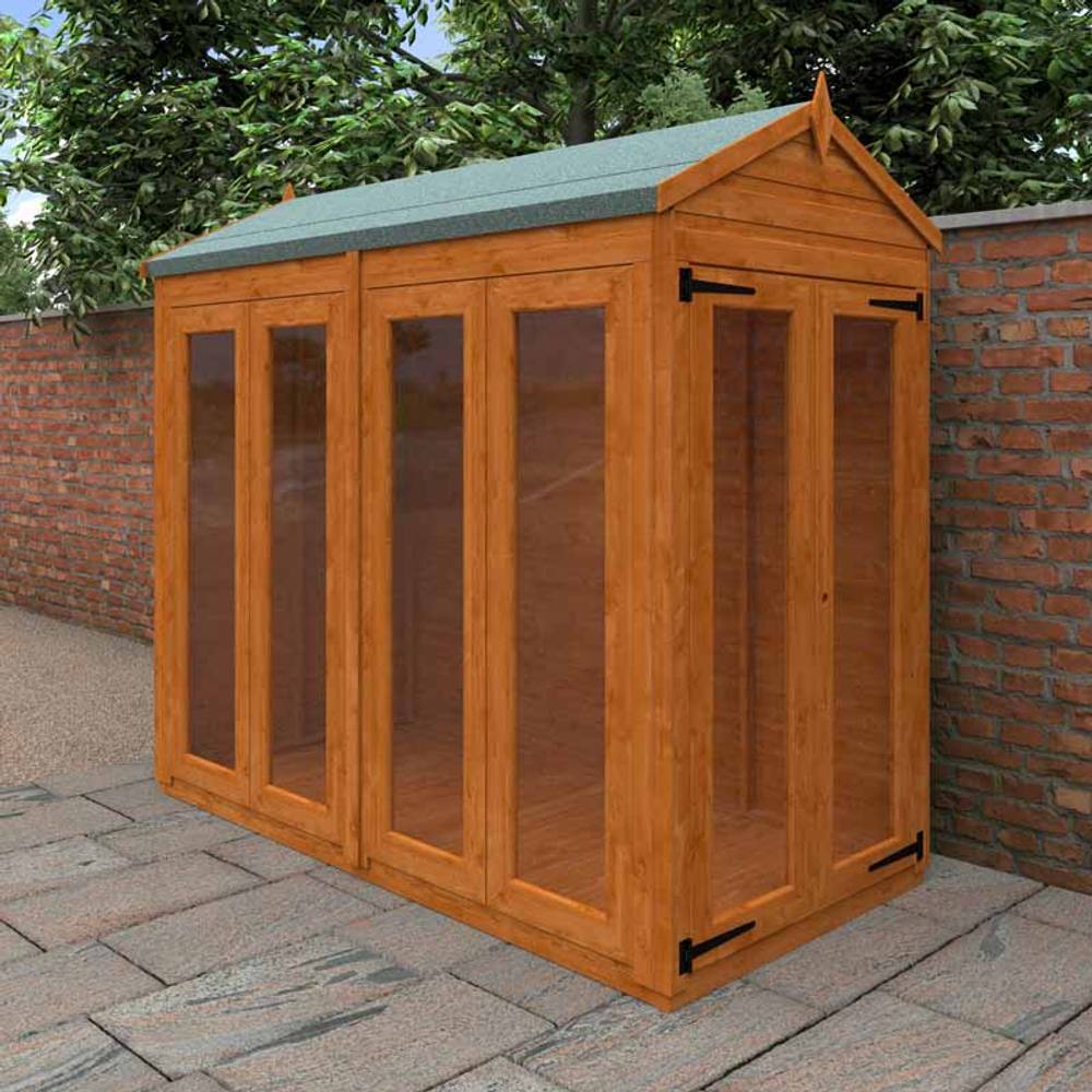 Buttercup Farm 8x4 Flex Apex Full Pane Summerhouse 12mm Flex - L238.8xW115xH219.2 cm in Burnt Orange 2