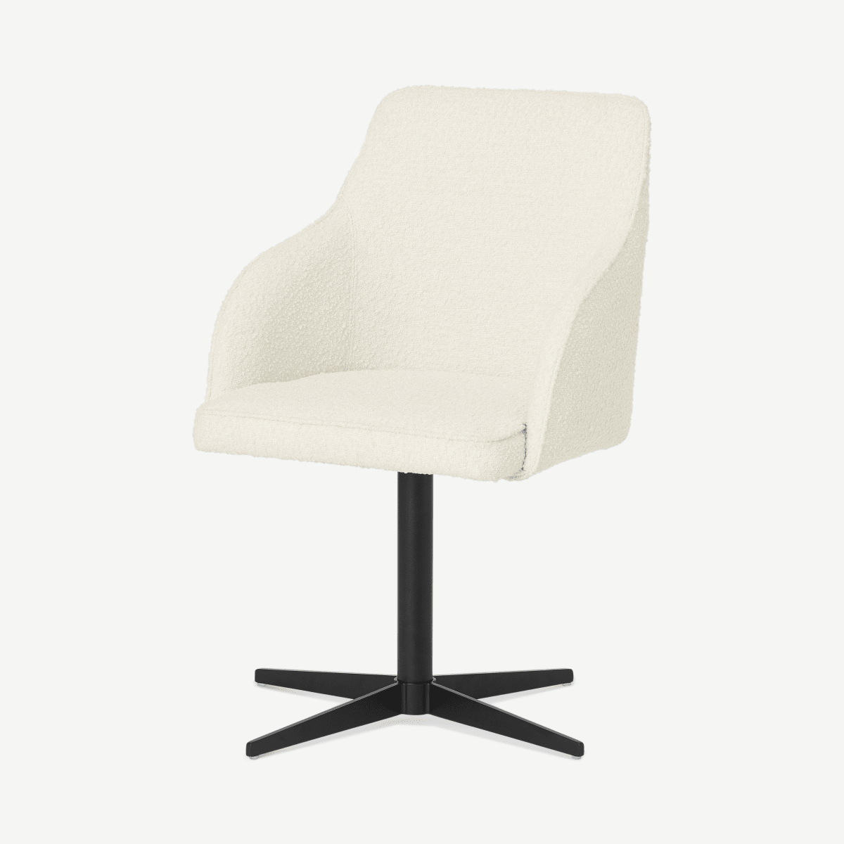 Keira Office Chair, Whitewash Boucle with Black Legs