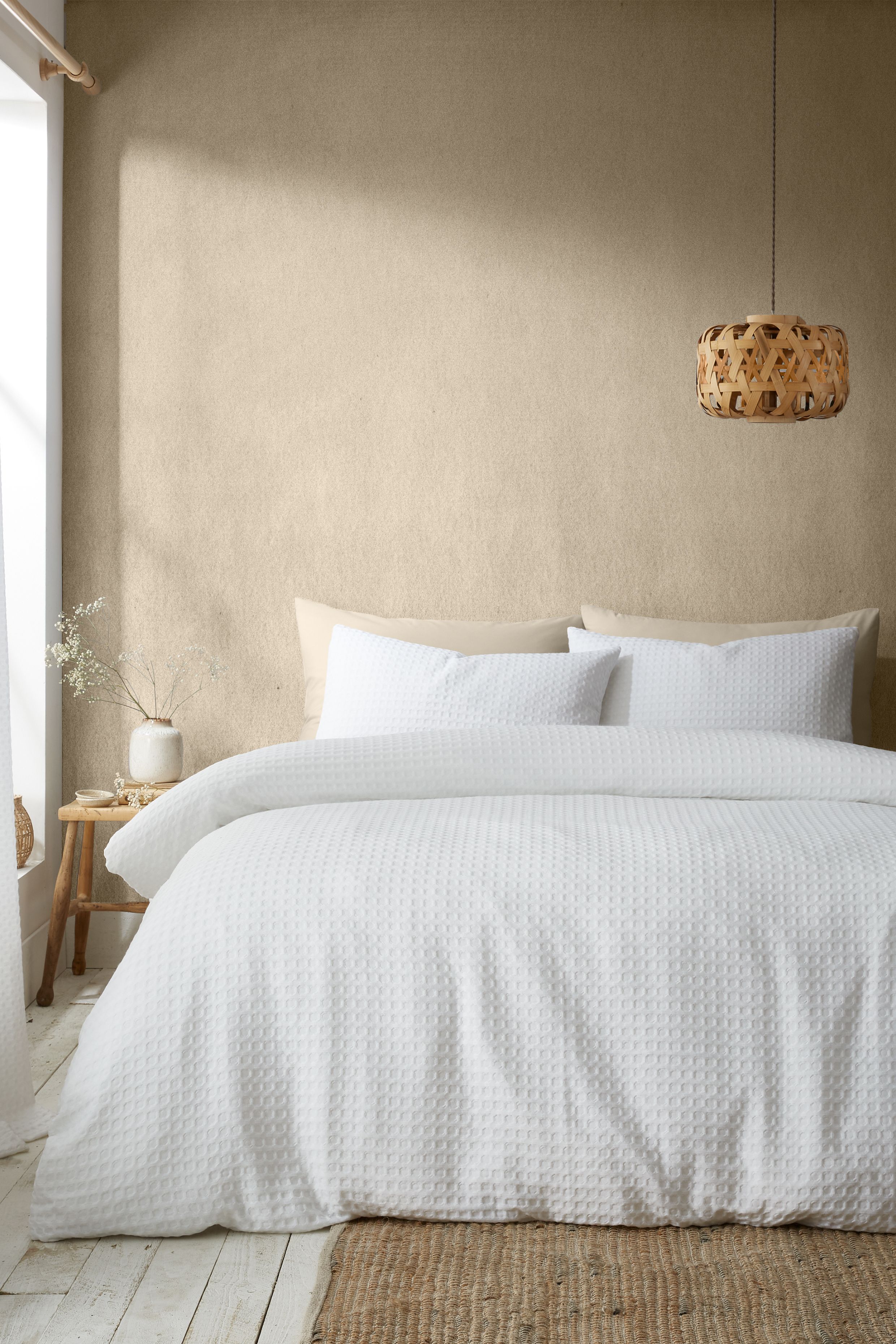 Pineapple Elephant 'Muscat Waffle' Duvet Cover Set in White