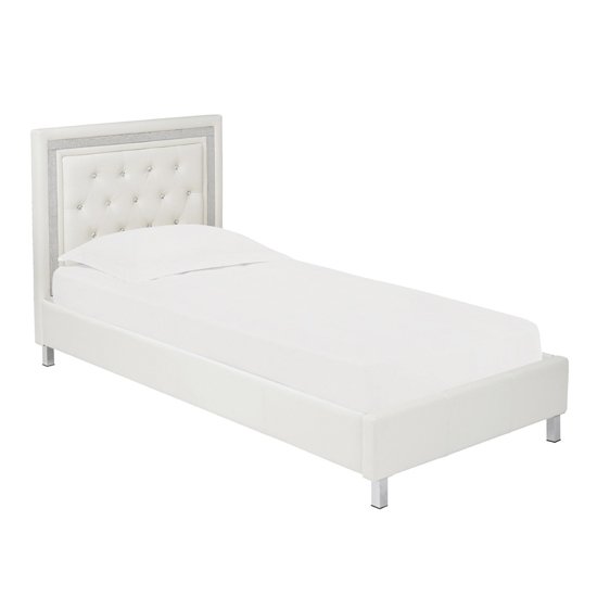 Branson Faux Leather Single Bed In White