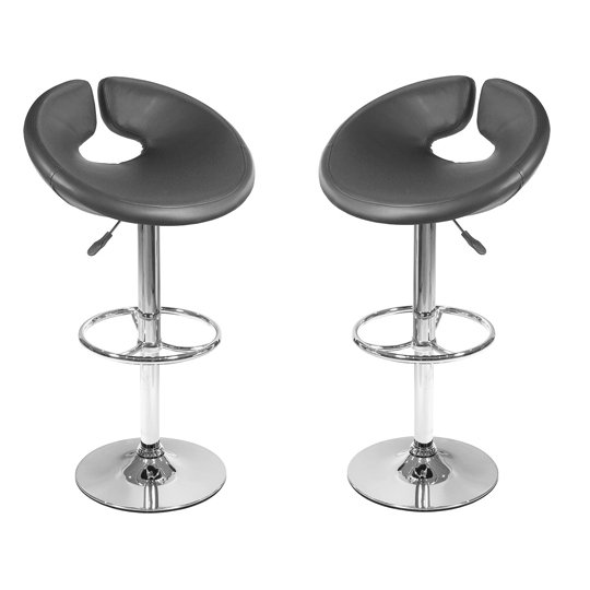 Generoso Black Leather Bar Stool In Pair