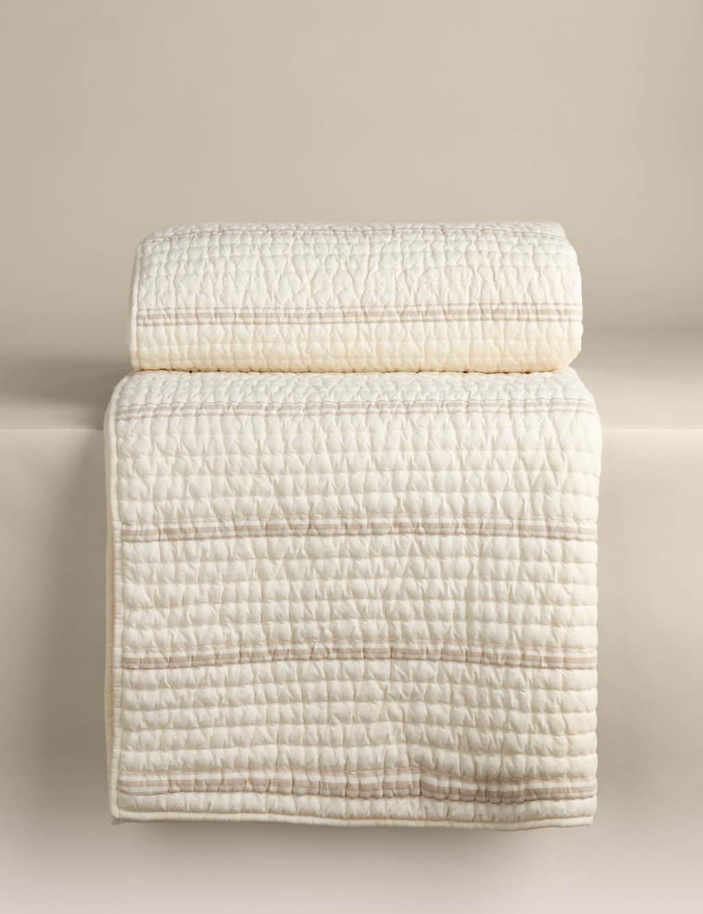 M&S Pure Cotton Striped Bedspread White