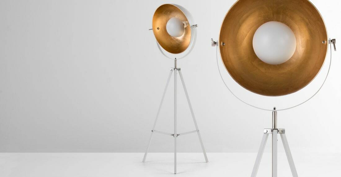 Chicago Tripod Floor Lamp, Muted Grey and Brass