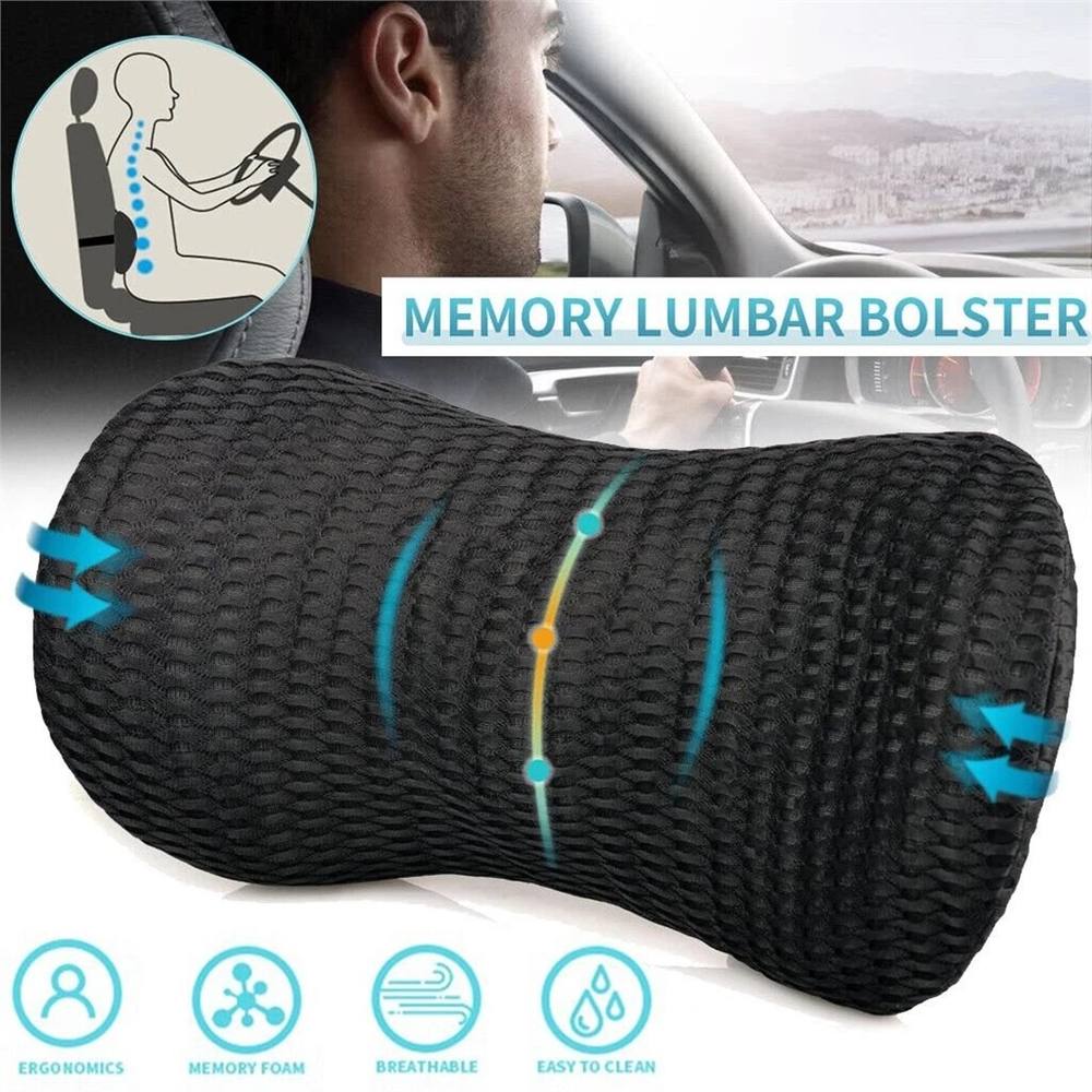 Nordara Memory Foam Lumbar Support Pillow for Office Chair & Car Seat in Black