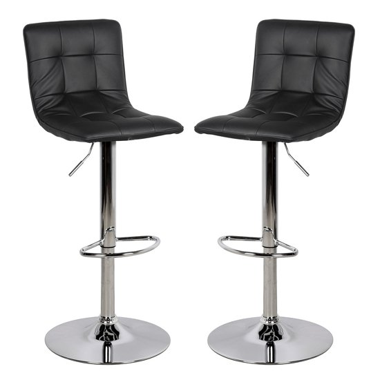 Vigo Black Faux Leather Bar Stools In Pair