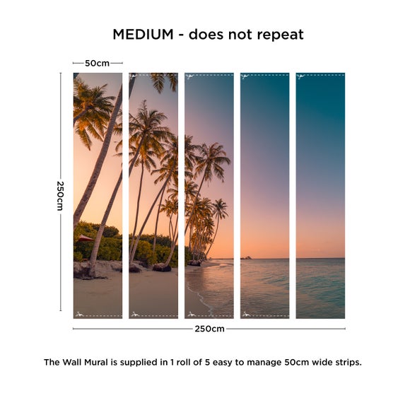 Sunset Beach Multicoloured Wall Mural 4