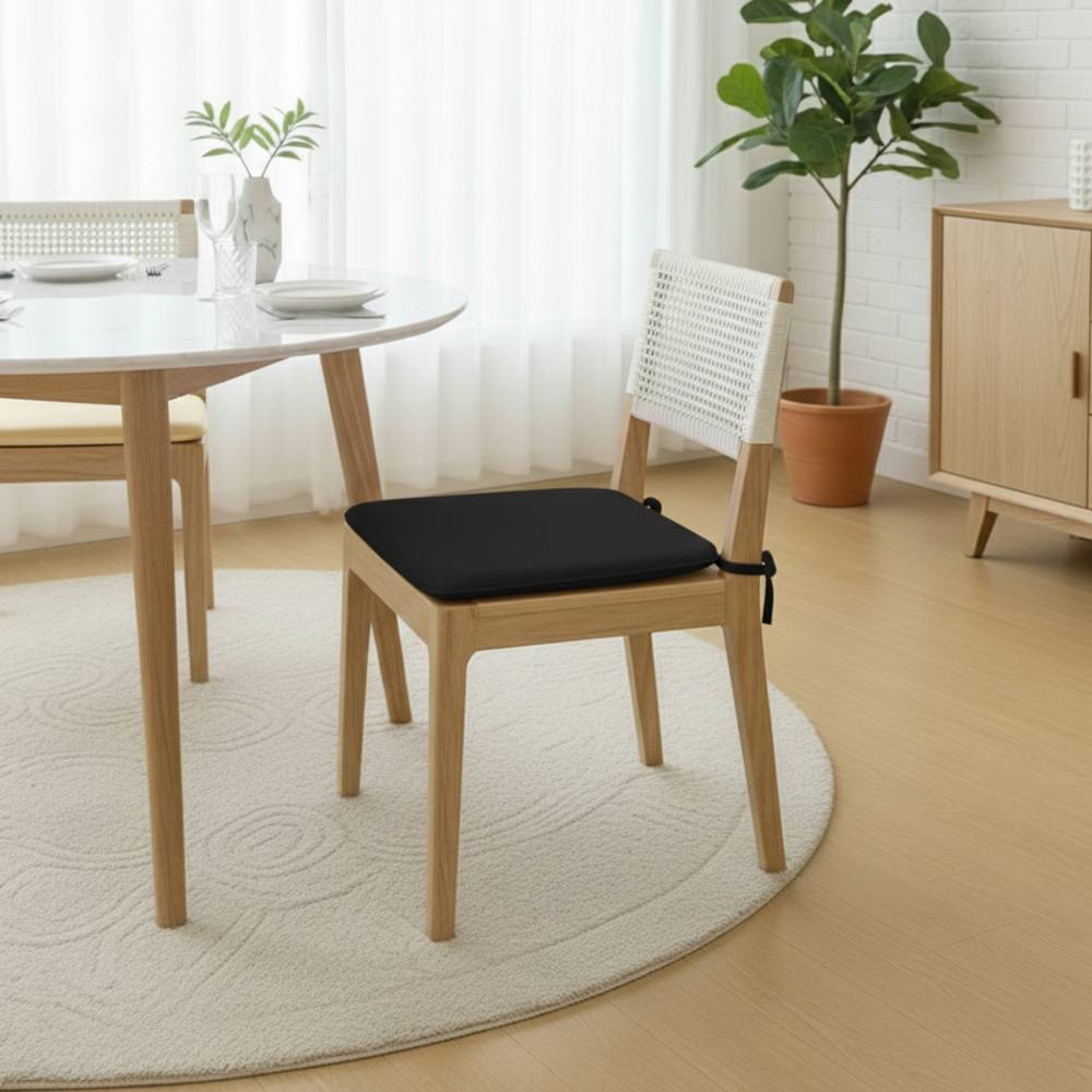 Snug City Foam Seat Pad with Ties Chair Cushion for Dining, Kitchen Seating in Black