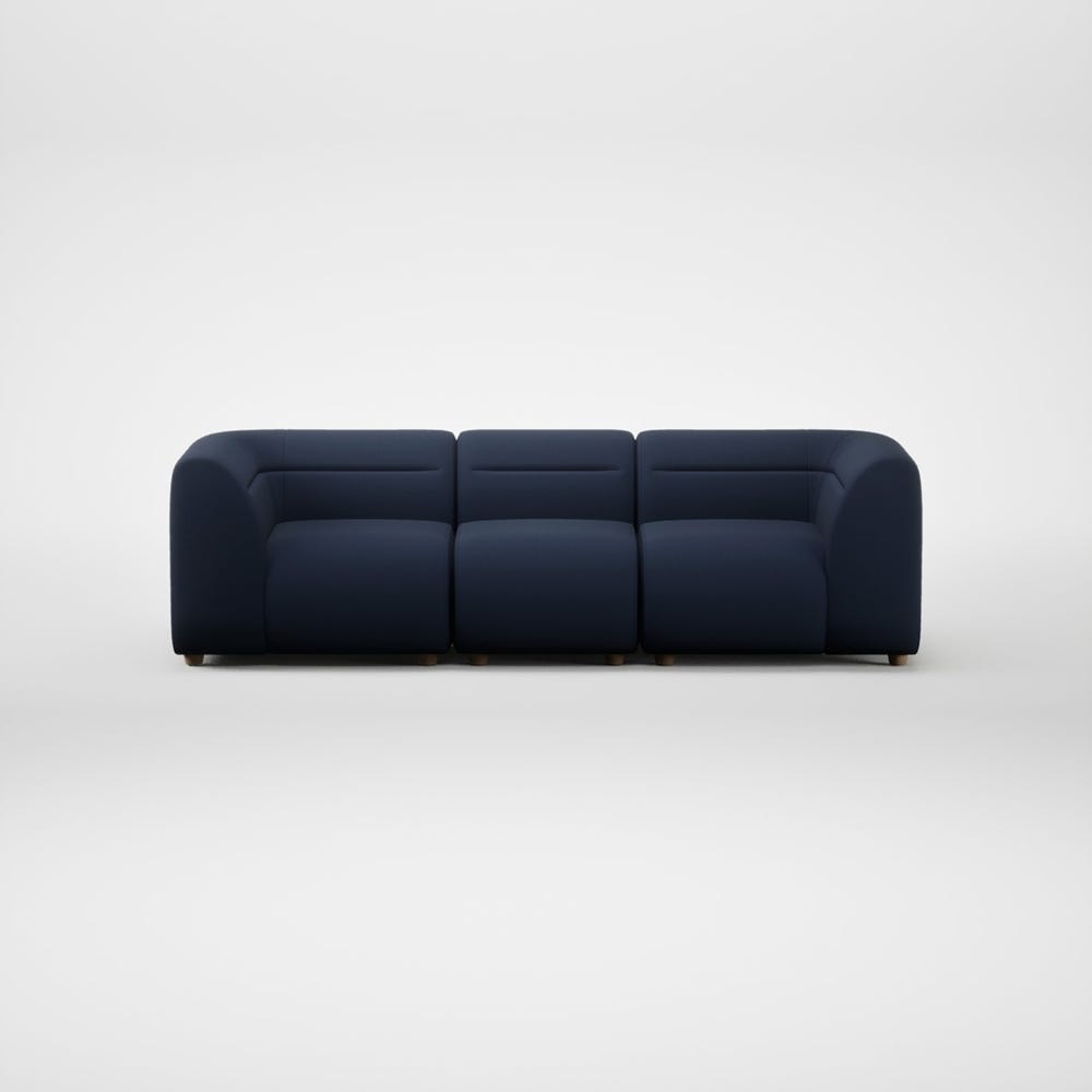 Heal's Lilli 3 Seater Sofa Smart Cotton Linen Indigo Natural Feet 2