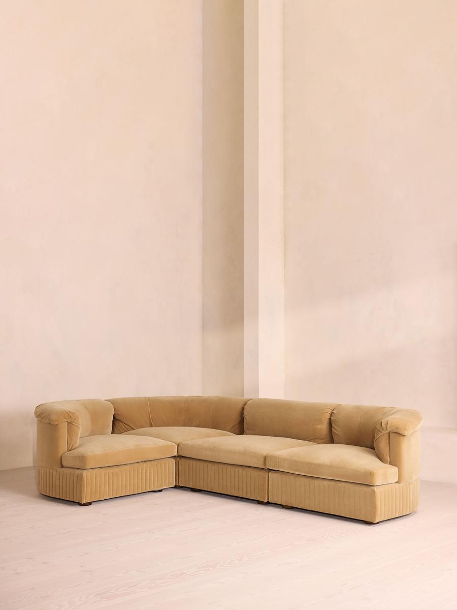 Oona Modular Sofa, L-Shape Sofa, Velvet Camel