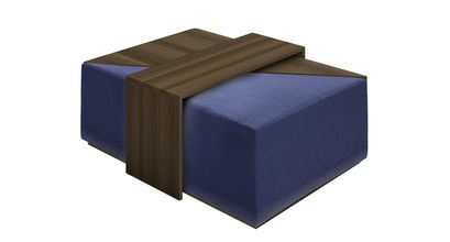 Astaire Modular Coffee Table Set Footstool in Prussian Blue Cotton Matt Velvet - sofa.com