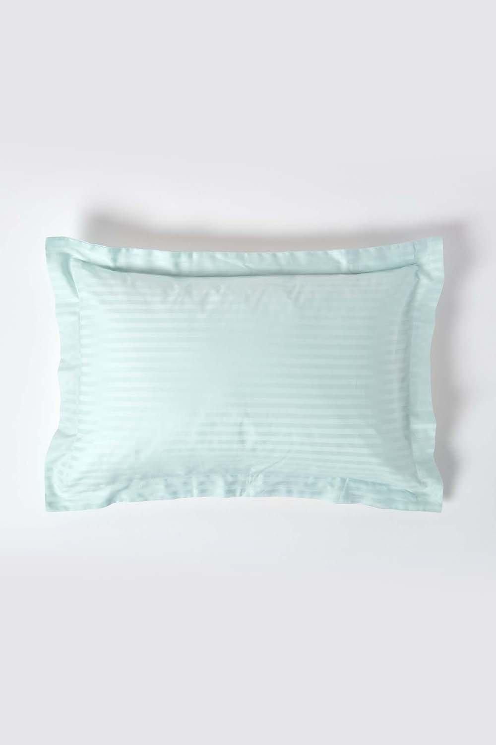 Homescapes Egyptian Cotton Satin Stripe Oxford Pillowcase 330 TC in Blue