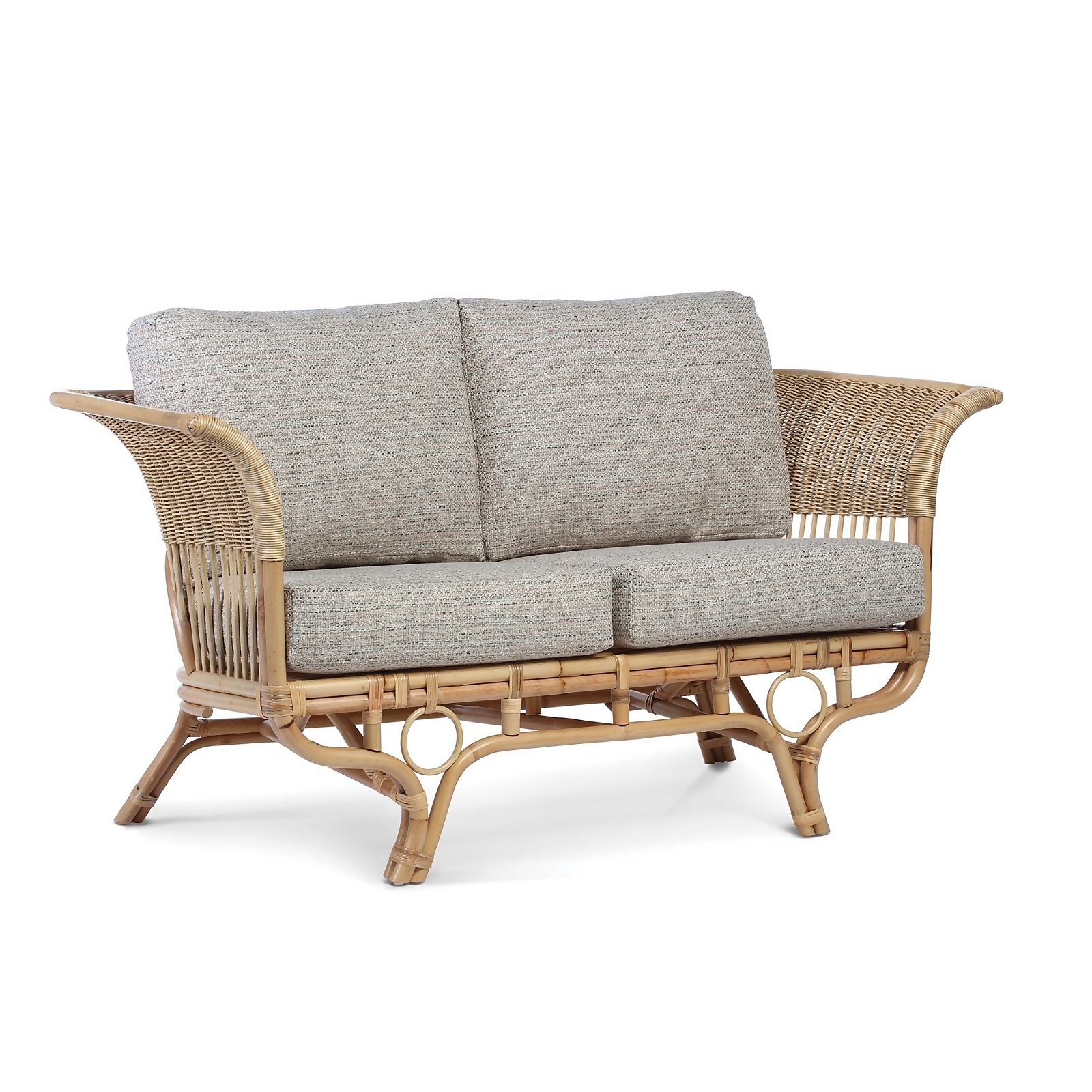 Beijing Rattan Sofa in Blush Tweed
