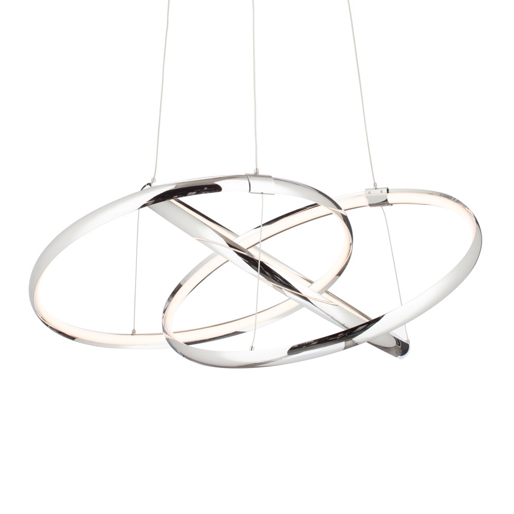 Sola LED Triple Ring Ceiling Pendant, Chrome