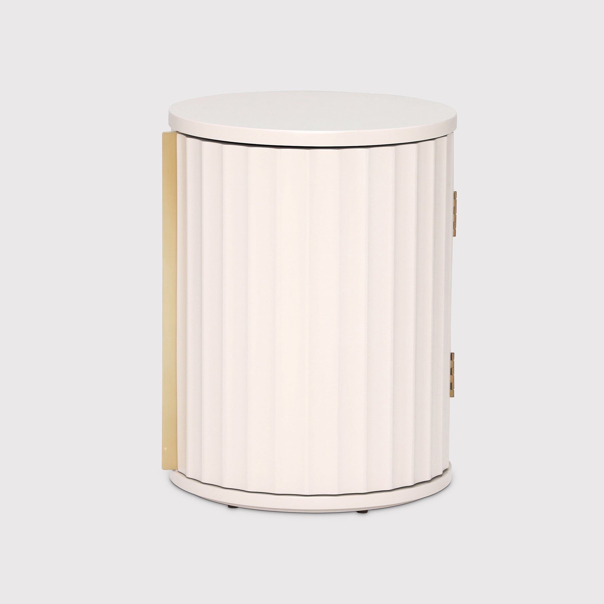 Lucia Bedside Right Table, Round, Neutral Wood | Barker & Stonehouse