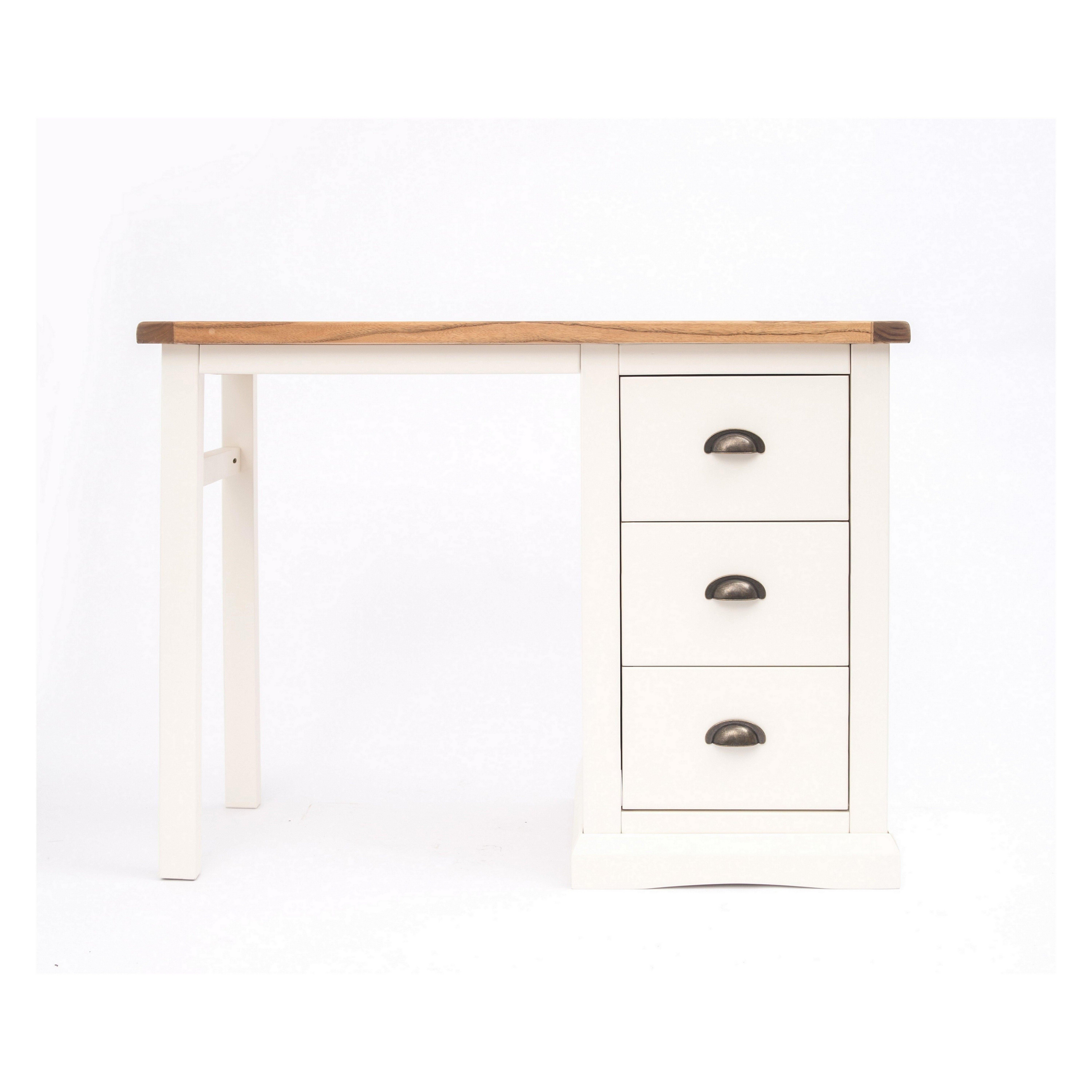 Cabinet Bits Cosenza 3 Drawer Desk - Dressing Table Brass Cup Handle in Off-White
