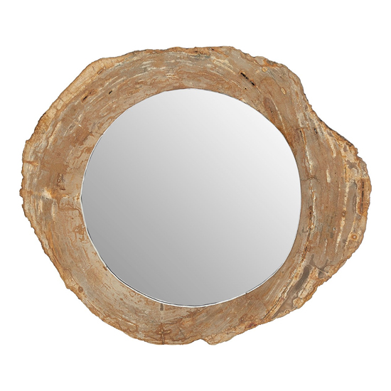 Relics Round Wall Bedroom Mirror In Natural Tones Frame