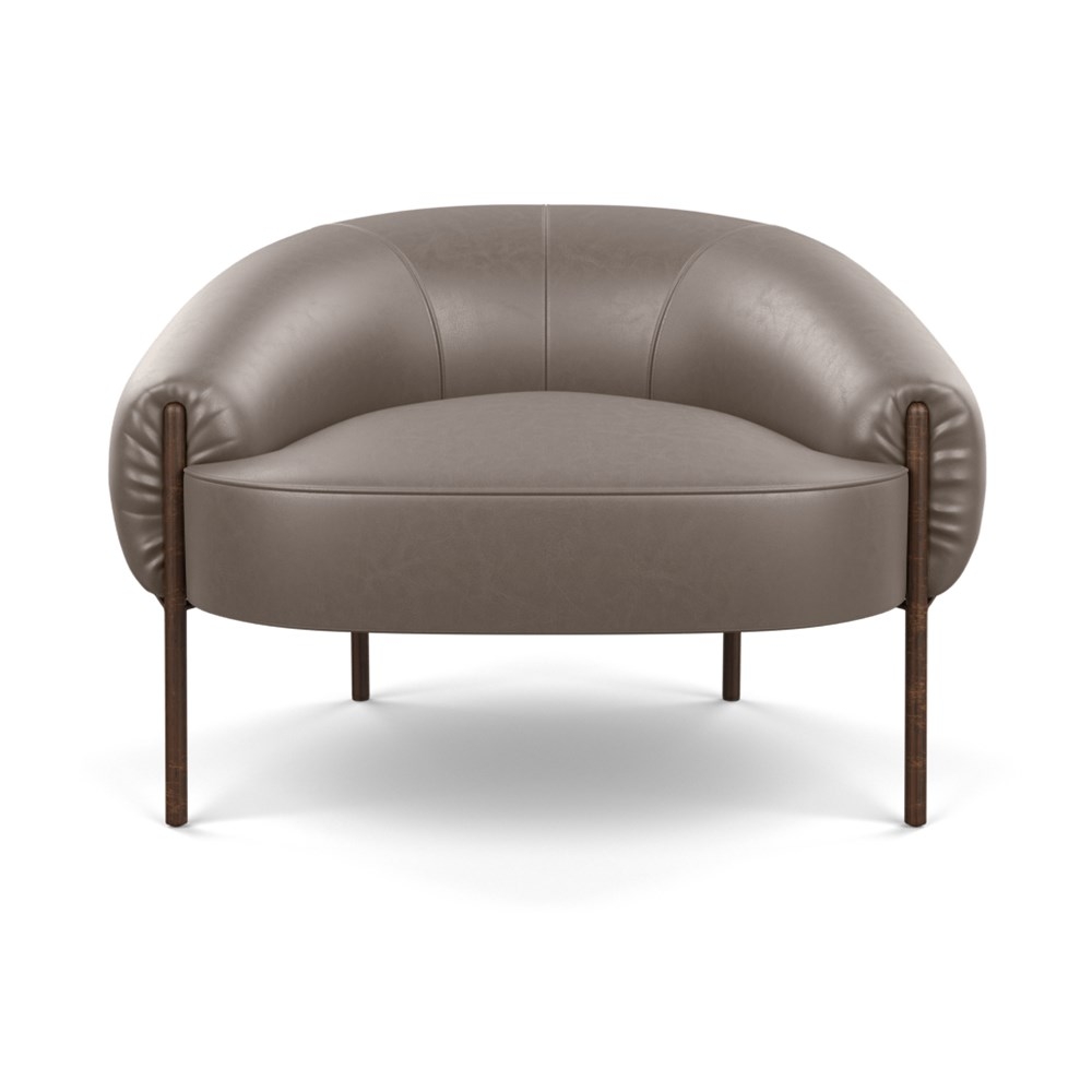 Heal's Isola Armchair Daino Leather Elephant Grey Bronze Feet