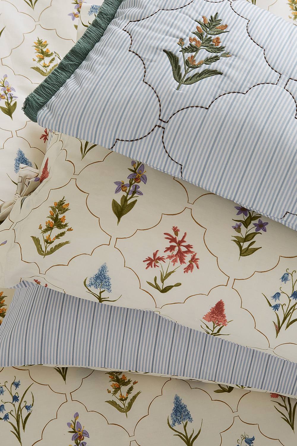 Sanderson 'Spring Meadow' Cotton Cushion in Light Blue 3