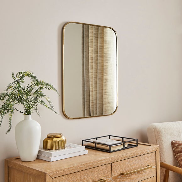 Bellamy Cast Metal Curved Corner Rectangle Wall Mirror