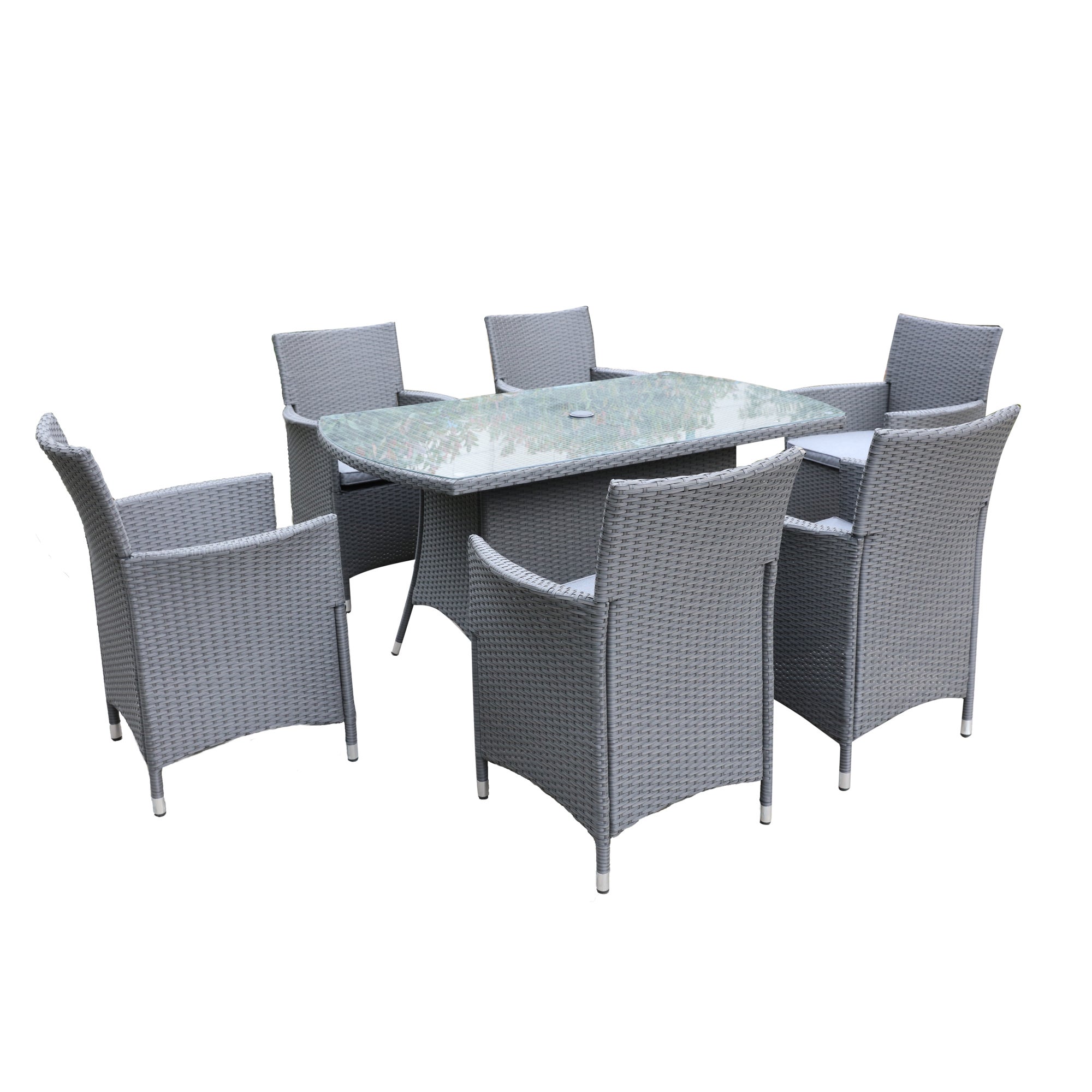 Cannes 6 Seater Ebony Grey Rectangular Dining Set Grey