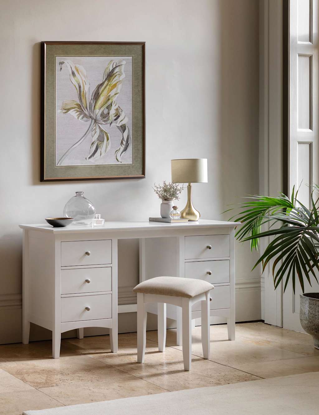 Gallery Direct Hastings White Dressing Table & Stool Soft White