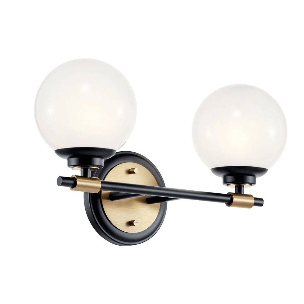 Netlighting Kichler Benno Bathroom Wall Lamp Black Champagne Bronze IP44 2x G9 in Brown