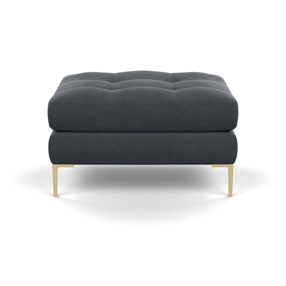 Heal's Eton Footstool Linen Dark Grey Brass Feet