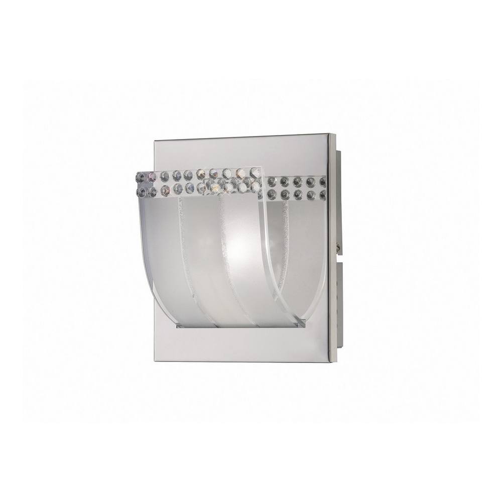 Netlighting Charis Flush Wall Lamp Switched 1 Light Polished Chrome Glass Crystal in Grey