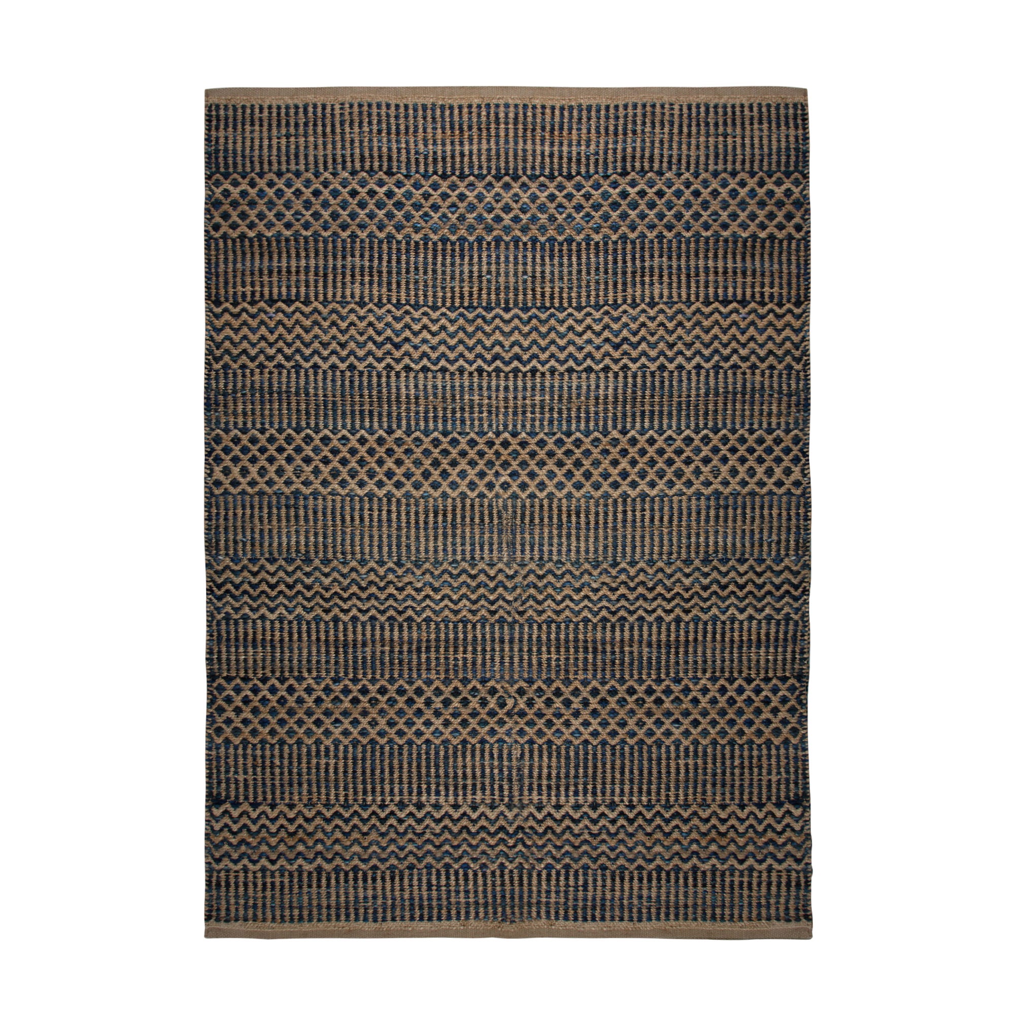 Jute Design Woven Rug Blue and Brown