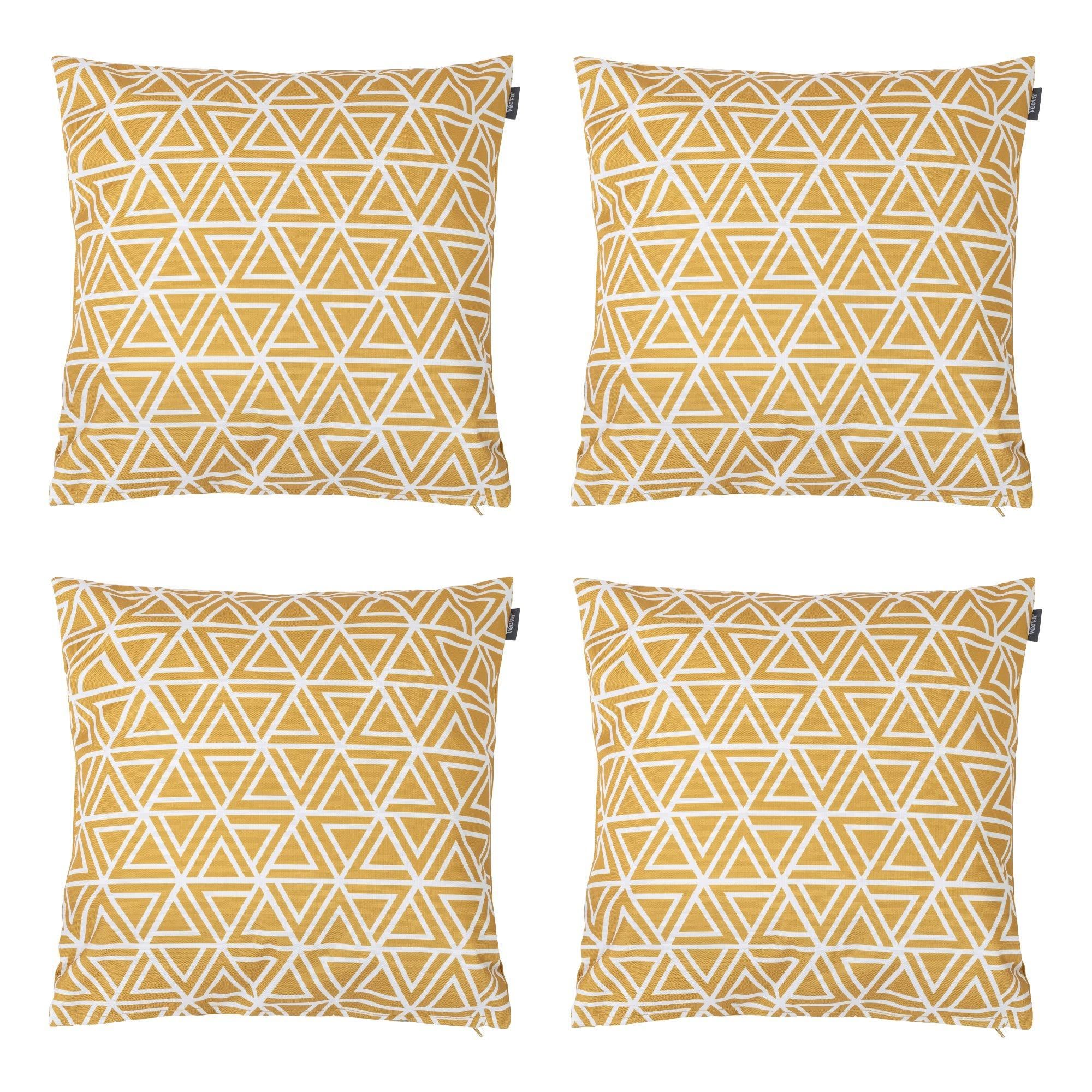 icon Indoor & Outdoor Waterproof Cushion Set of 4 Teal Grey Geometric Waterproof Cushion in Yellow