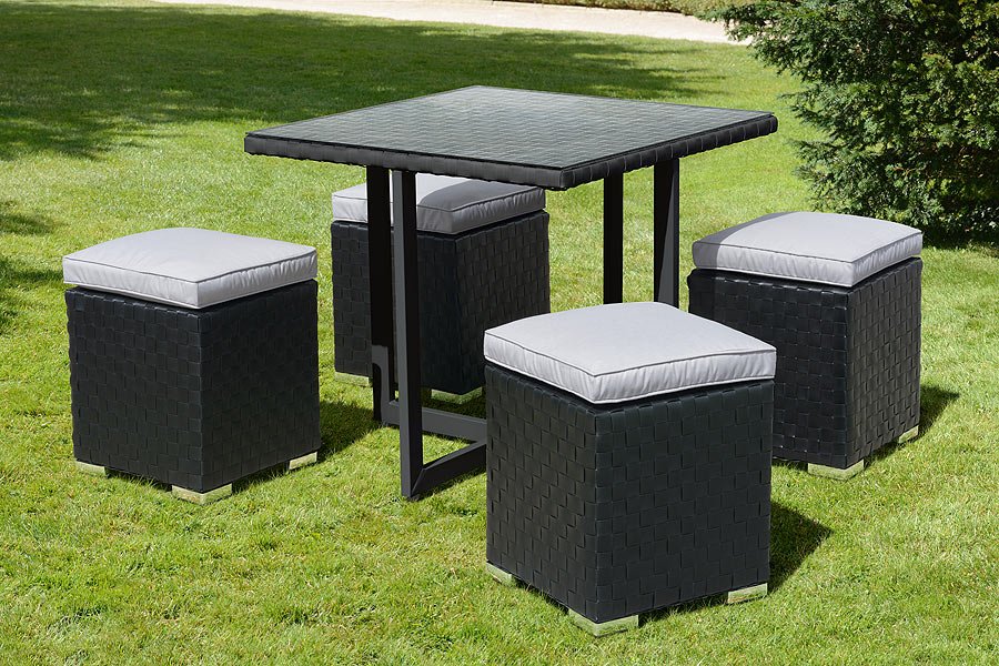 Cubo Black and Taupe Dining Set