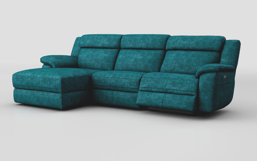 Blue Fabric Sarsina 3 Seater Sofa Right Hand Facing Power & Left Hand Facing Lounger