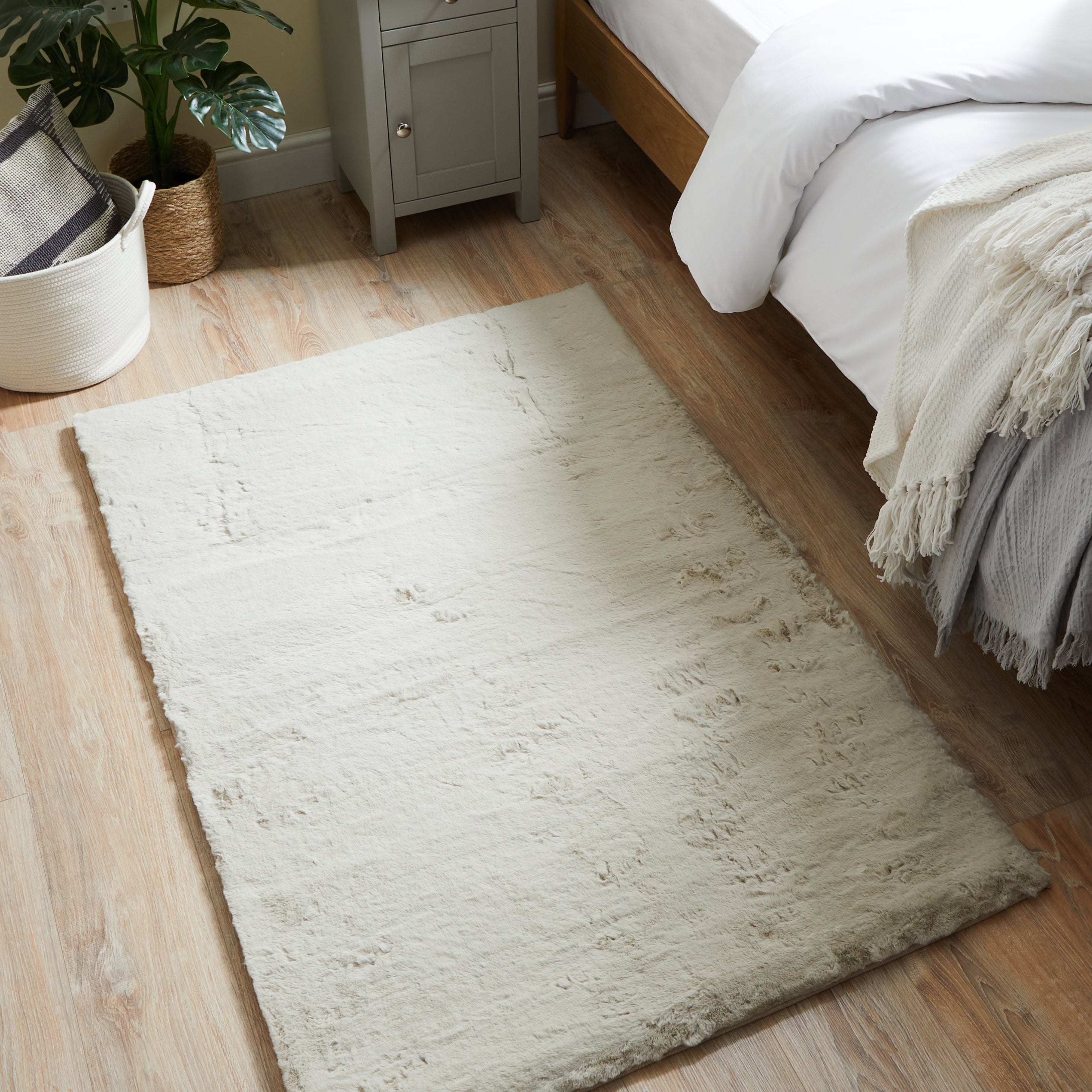 Faux Rabbit Fur Rug Natural