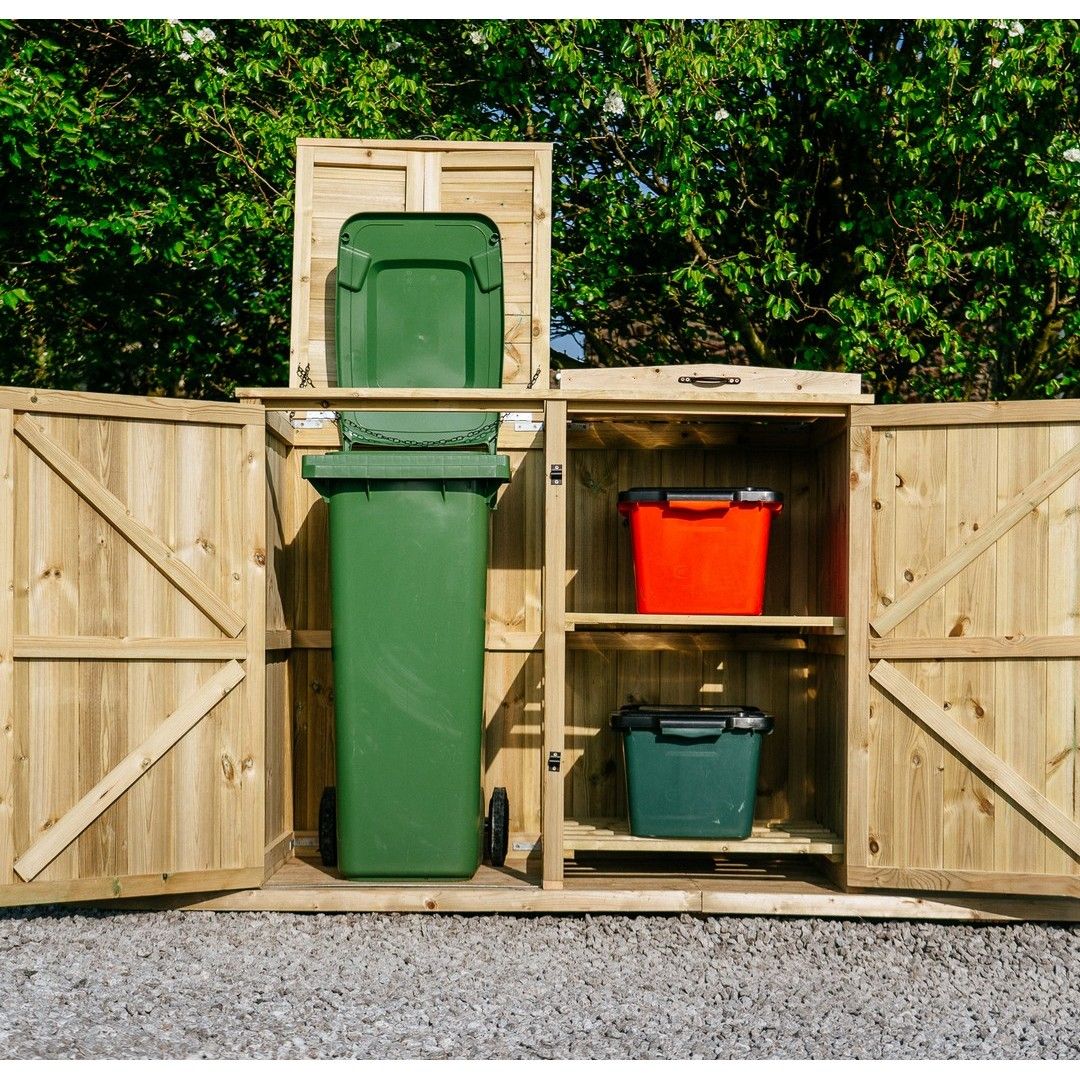 Buttercup Farm Chatburn Bin Store, Fits 1x 180L/240L Wheelie Bins & 2x Boxes in Brown