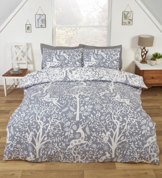 Rapport Home Tatton Polycotton Duvet Cover Set With Pillowcase in Grey