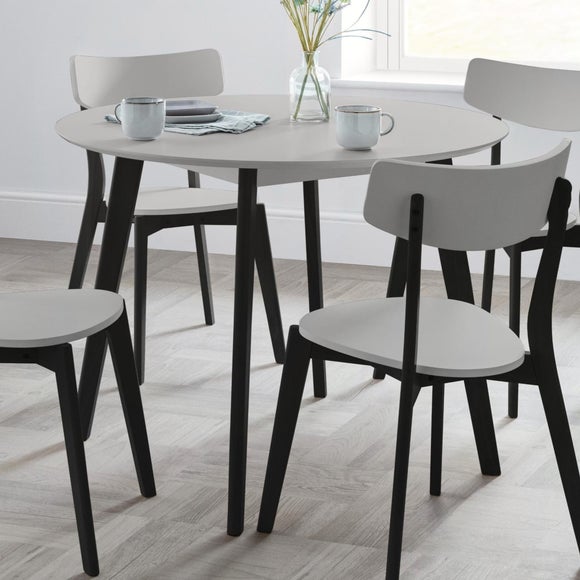 Casa 4 Seater Round Dining Table, Grey and Black