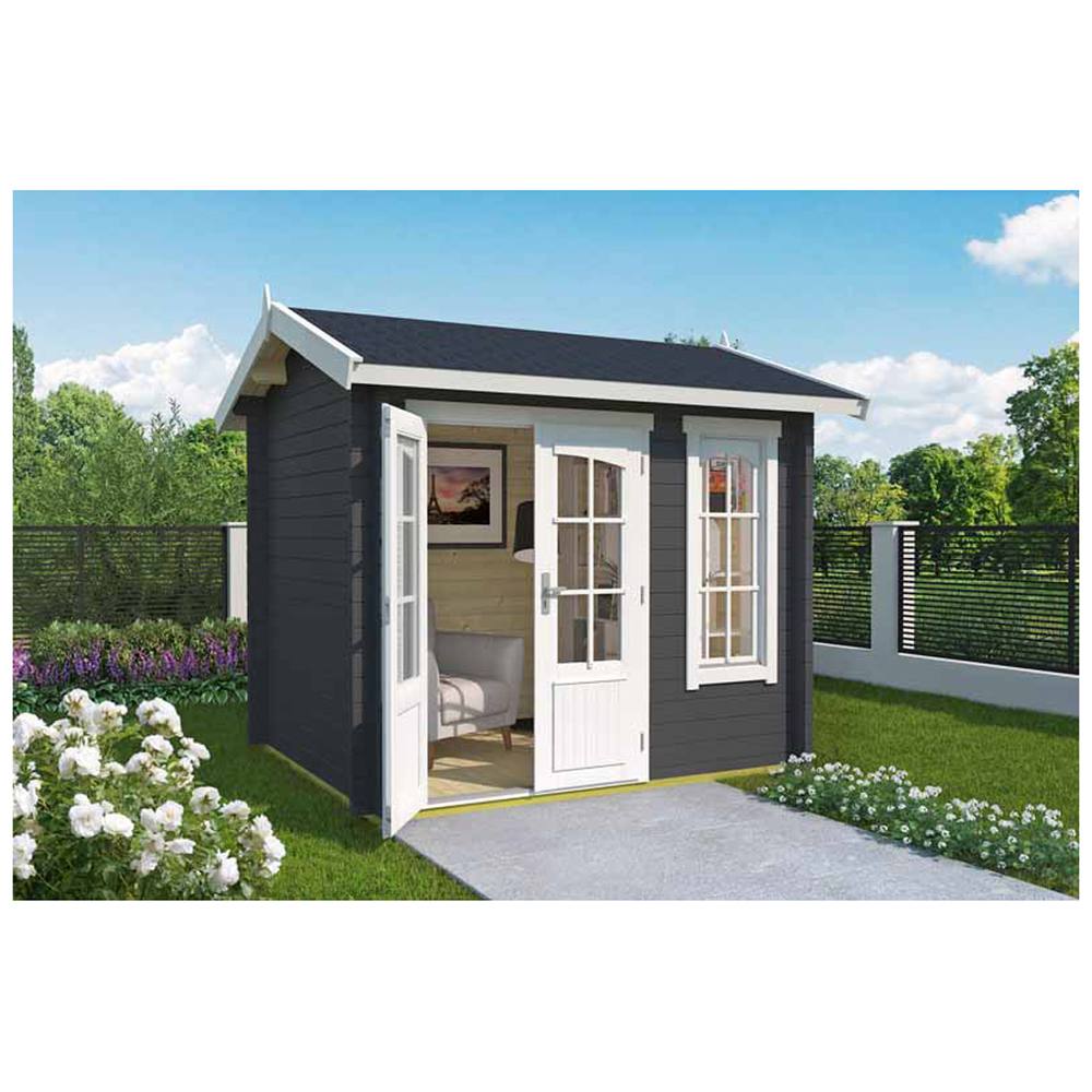 Lasita Maja Ltd Alex Mini-Log Cabin, Garden Room, Home Office - L290xW254.1xH245.1 cm in Light Grey 3