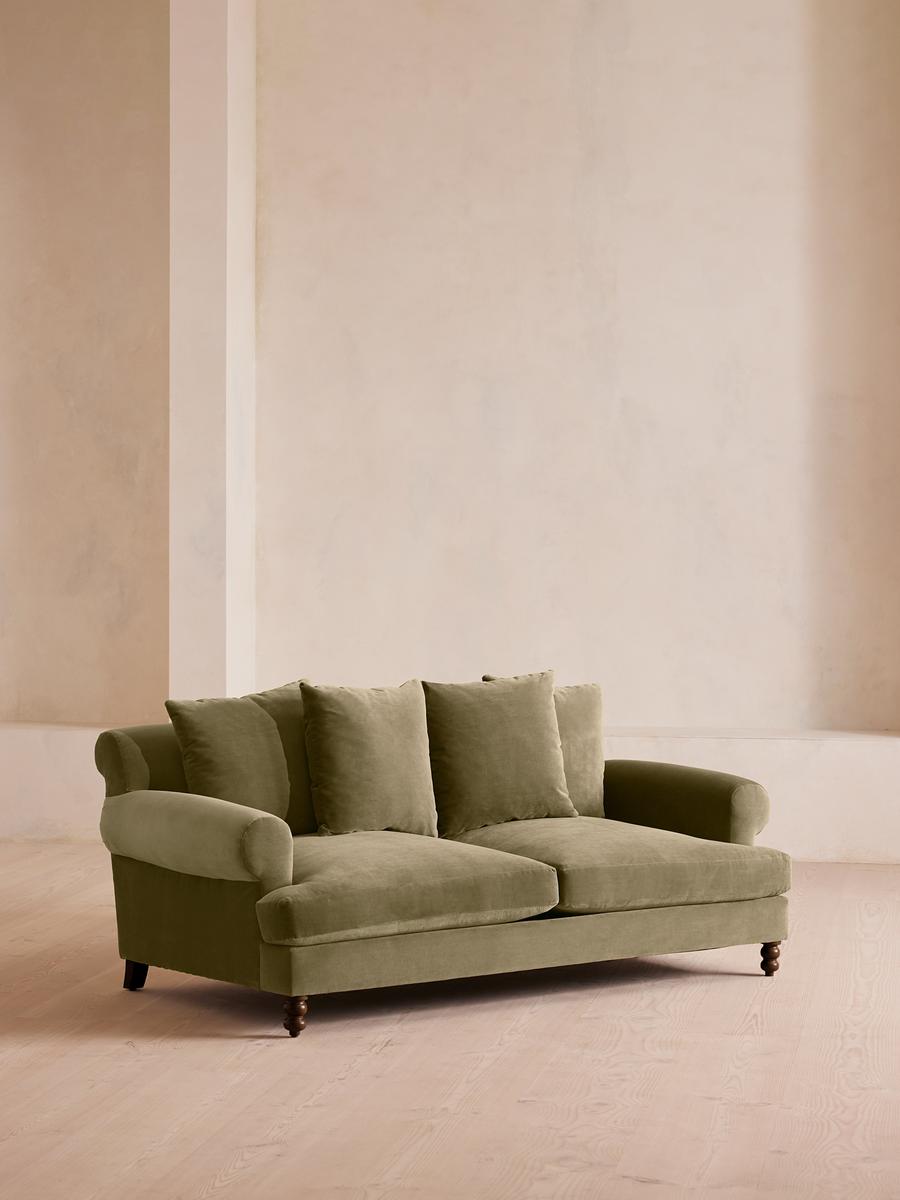 Audrey Two Seater Sofa, Velvet Lichen