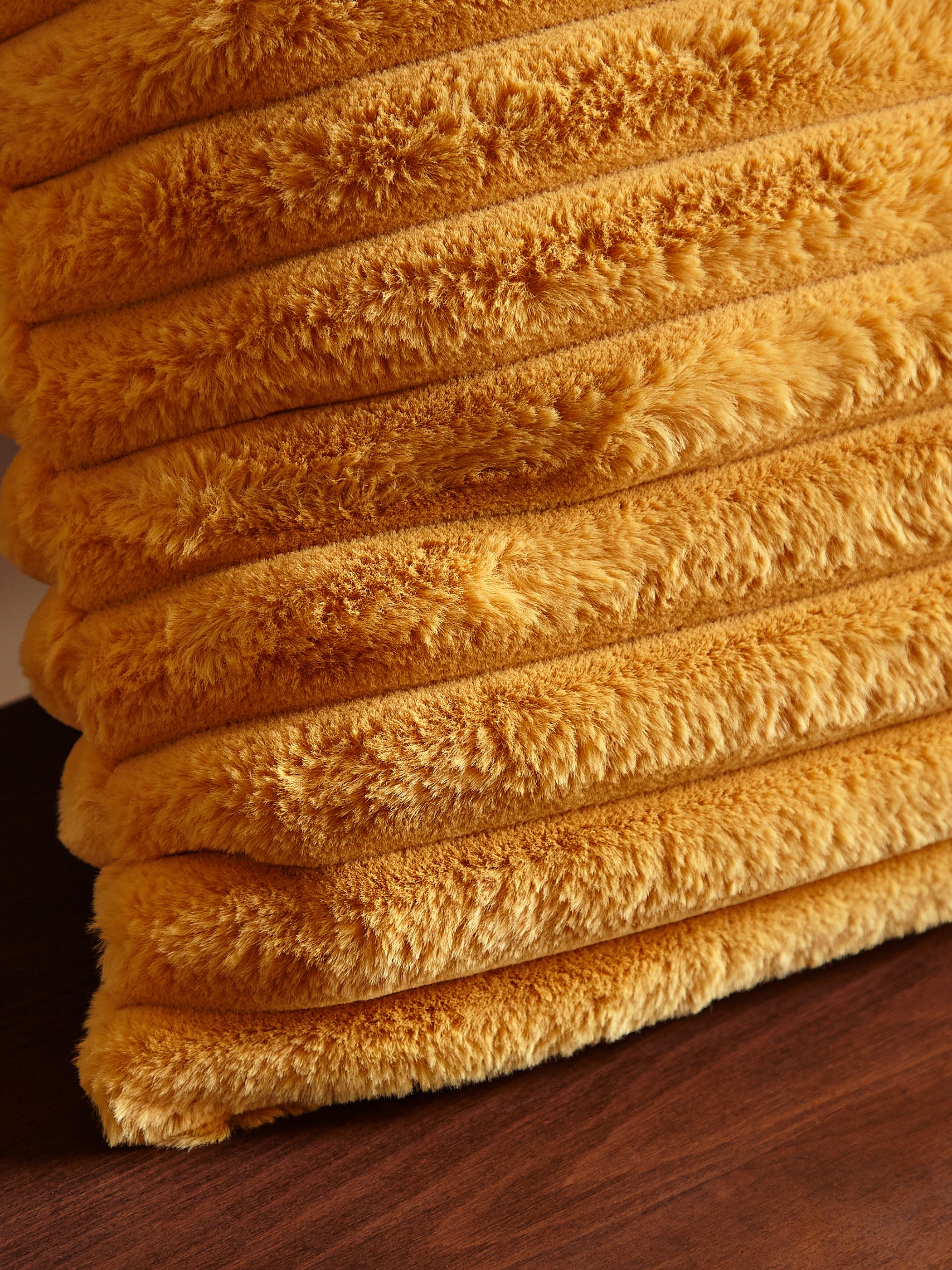 Catherine Lansfield 'Cosy Ribbed' Cushion in Mustard 2