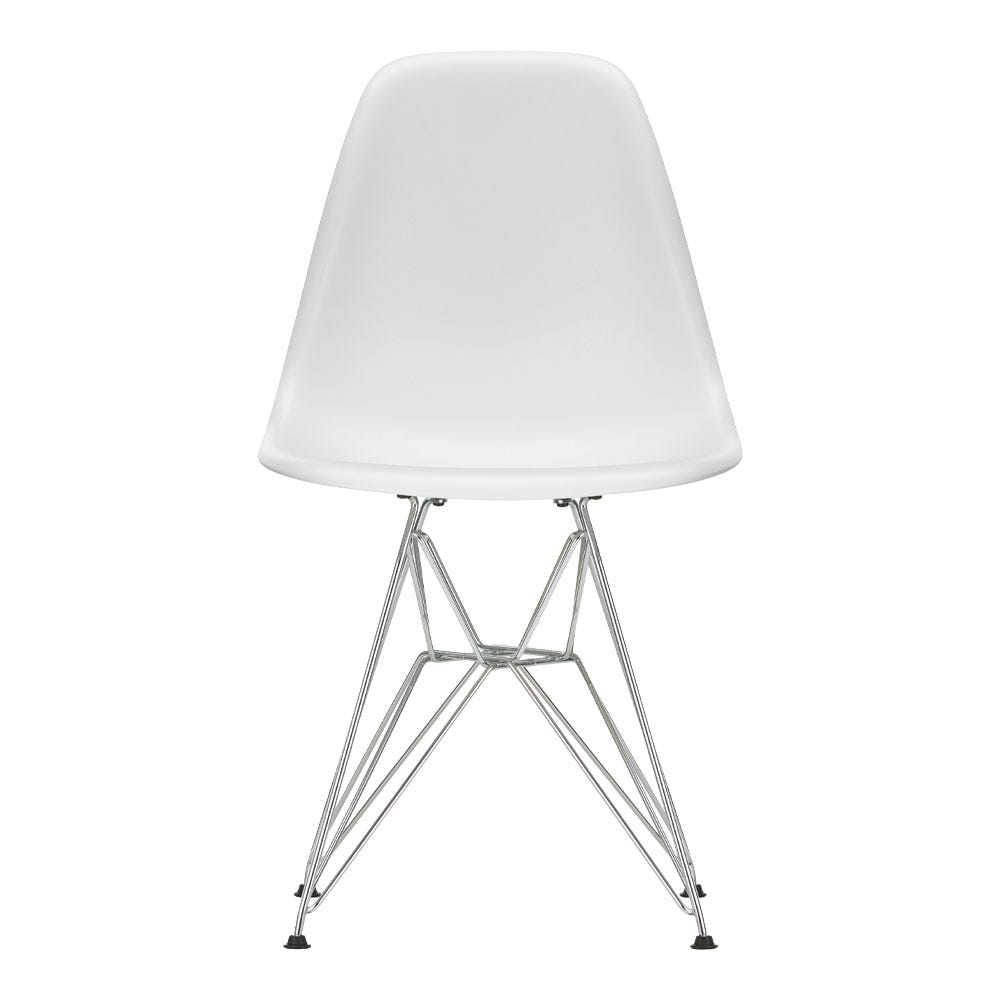 Vitra Eames DSR Side Chair RE in Cotton White 01 Chrome Base 05 Glides