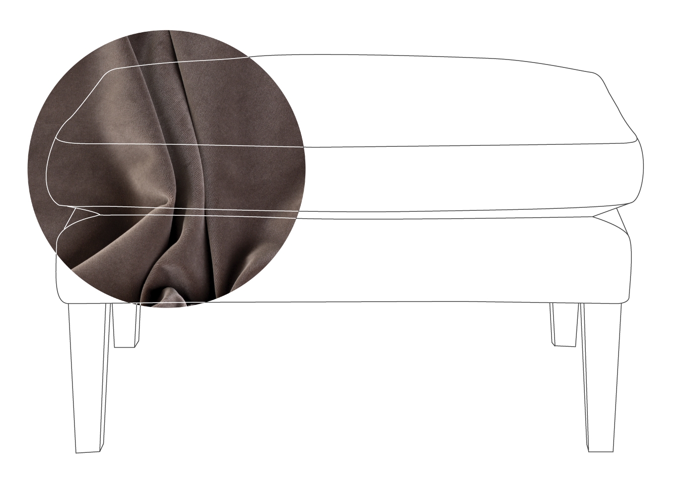 Heal's Wallis Ottoman Velvet Mink Natural Ash Feet