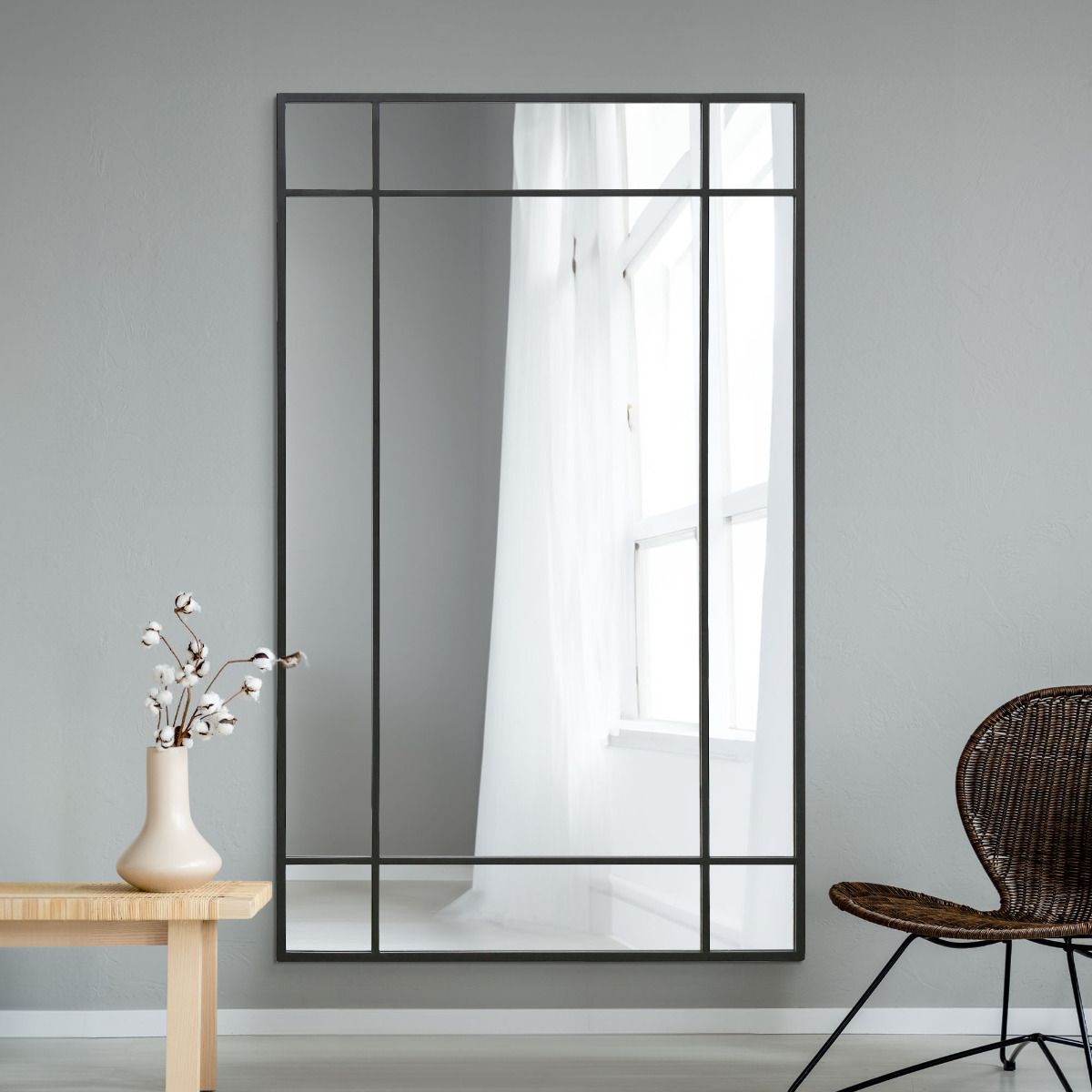 MirrorOutlet Black Contemporary Wall & Leaner Mirror 71" X 43" (180 x 110CM) 6
