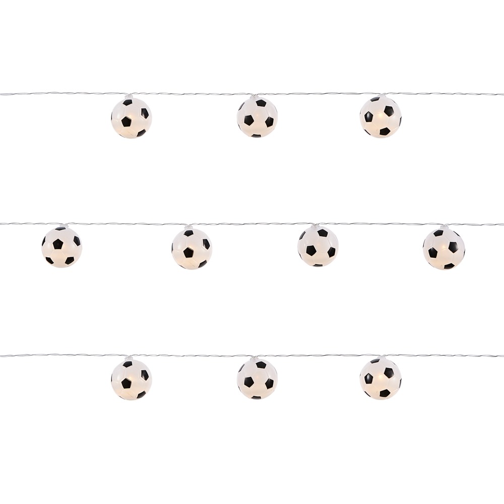 Glow LED Football String Lights, Black & White