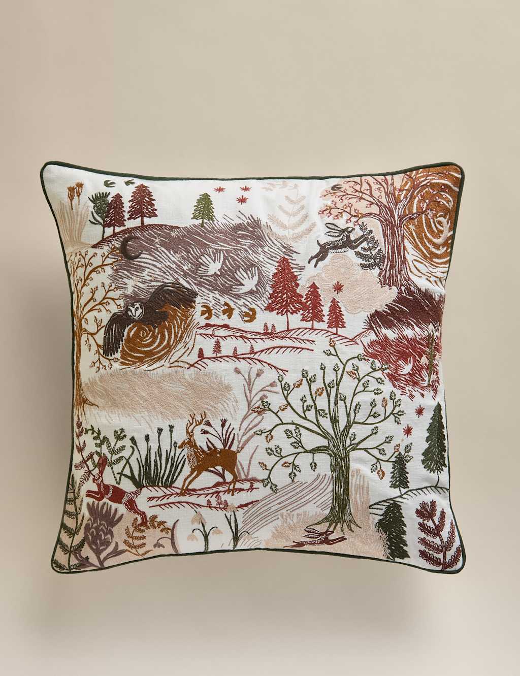 M&S Pure Cotton Woodland Cushion Multi
