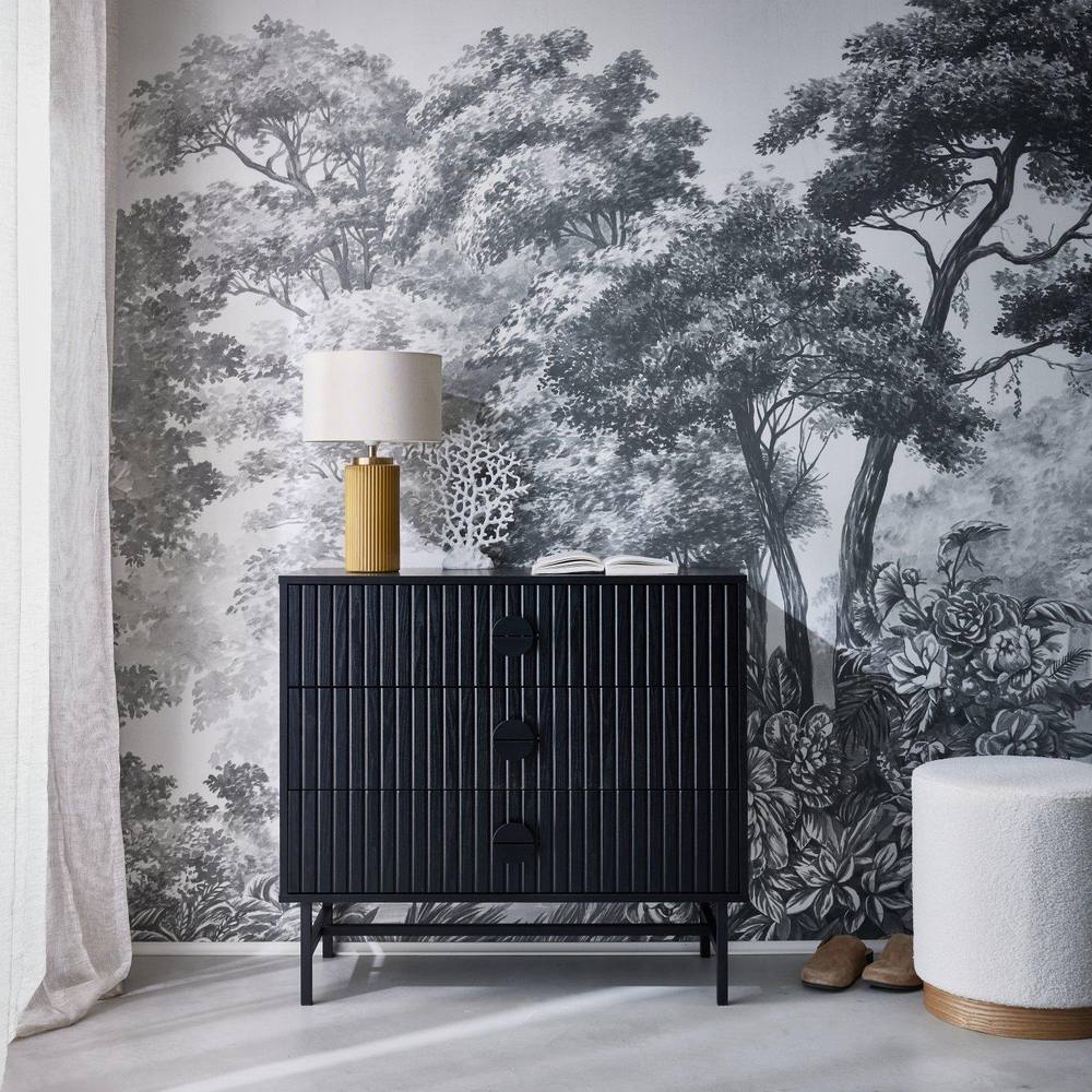 sweeek 3-drawer Chest With A Wooden-effect & Black Grooves