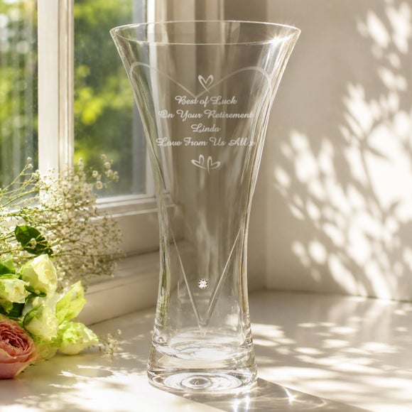 Personalised Hearts Diamond Effect Vase 3